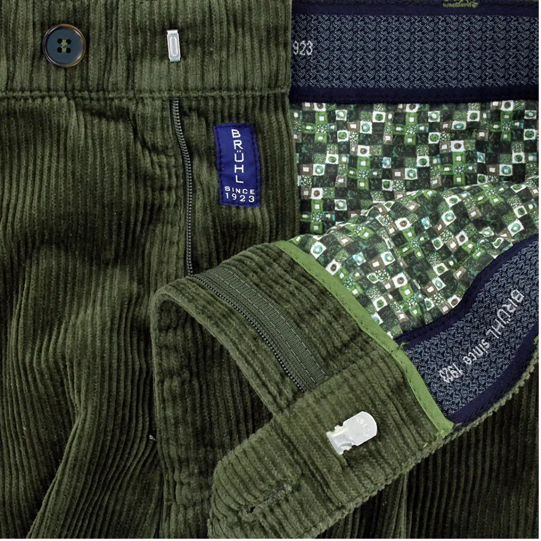 Bruhl Parma B Stretch Cord Egyptian Cotton Trousers Green 130400