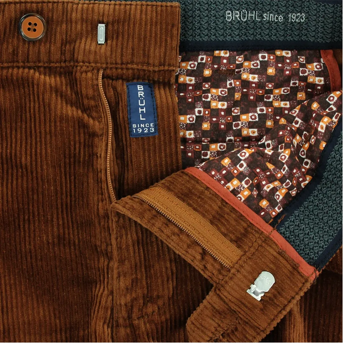 Bruhl Parma B Stretch Cord Egyptian Cotton Trousers Rust 130400