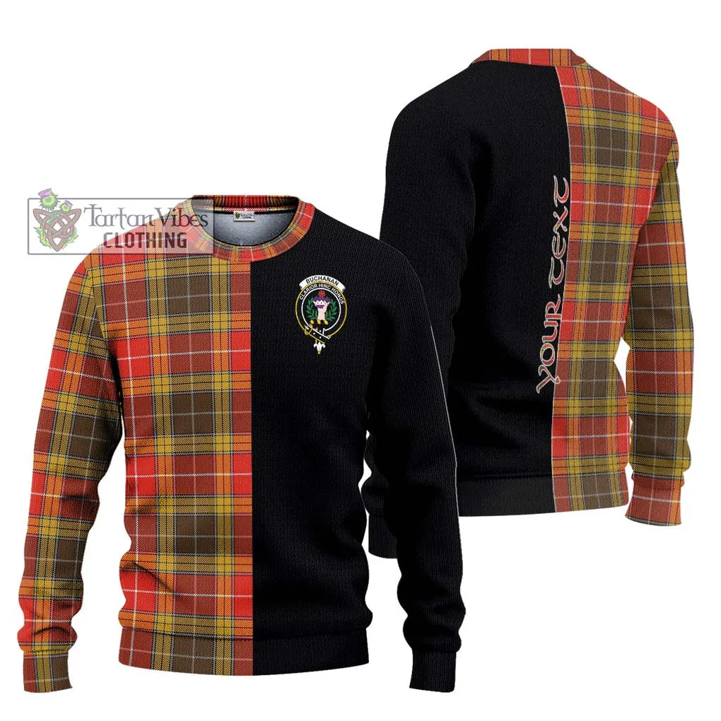 Buchanan Old Set Weathered Tartan Ugly Sweater with Family Crest and Half Of Me Style