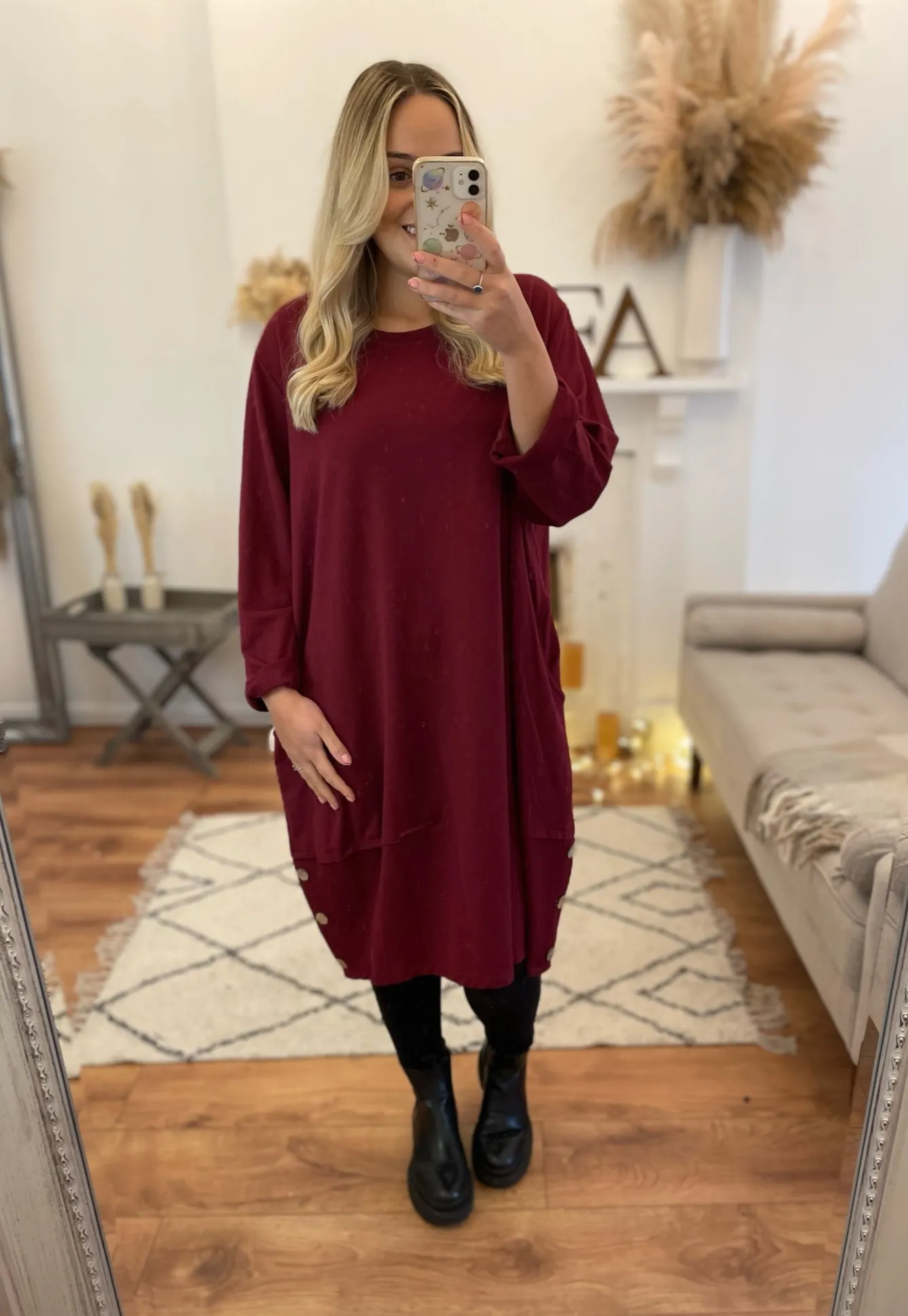 Burgundy Nene Slouch Dress