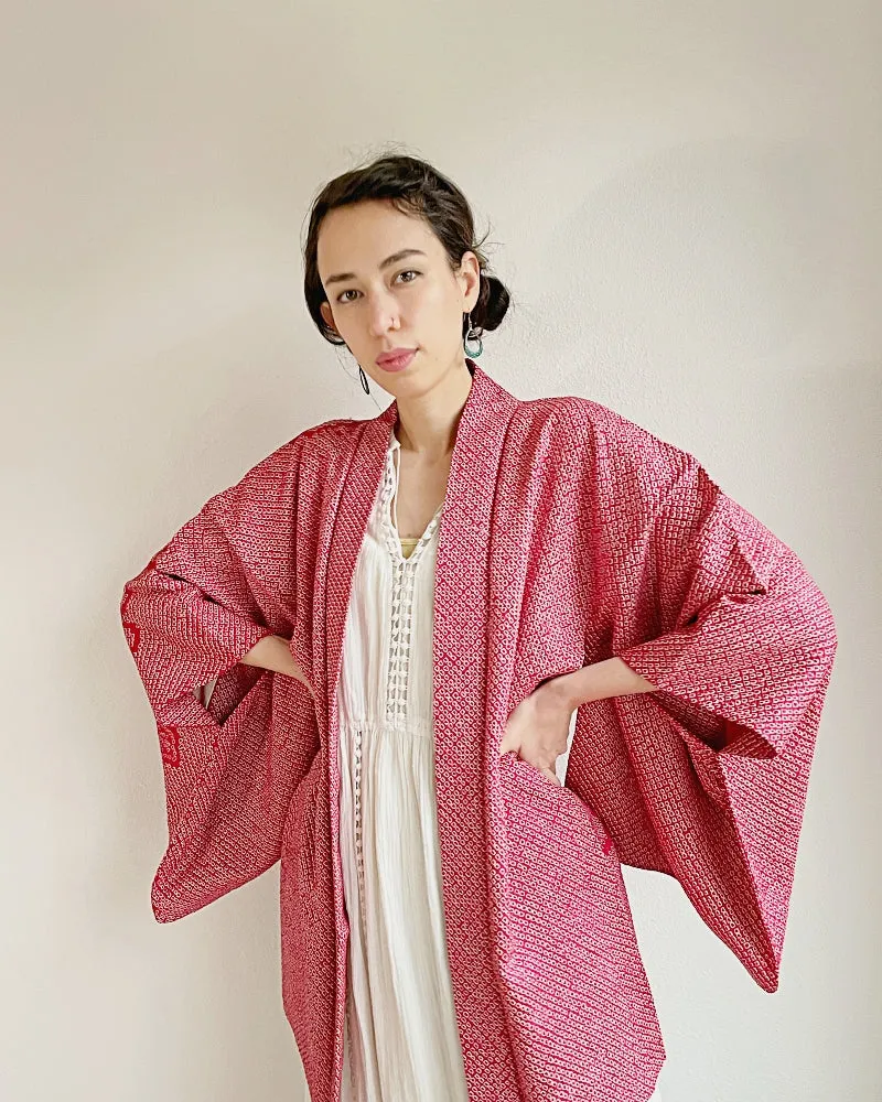 Burgundy Shibori Haori  Kimono Jacket