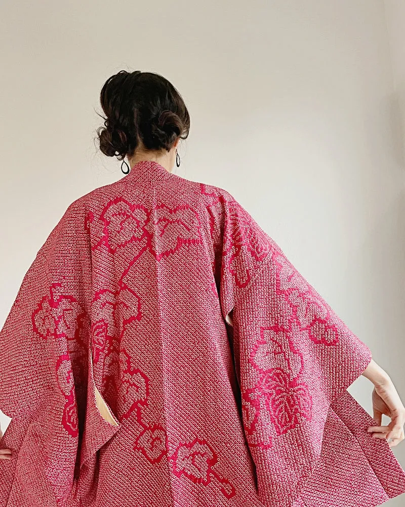 Burgundy Shibori Haori  Kimono Jacket