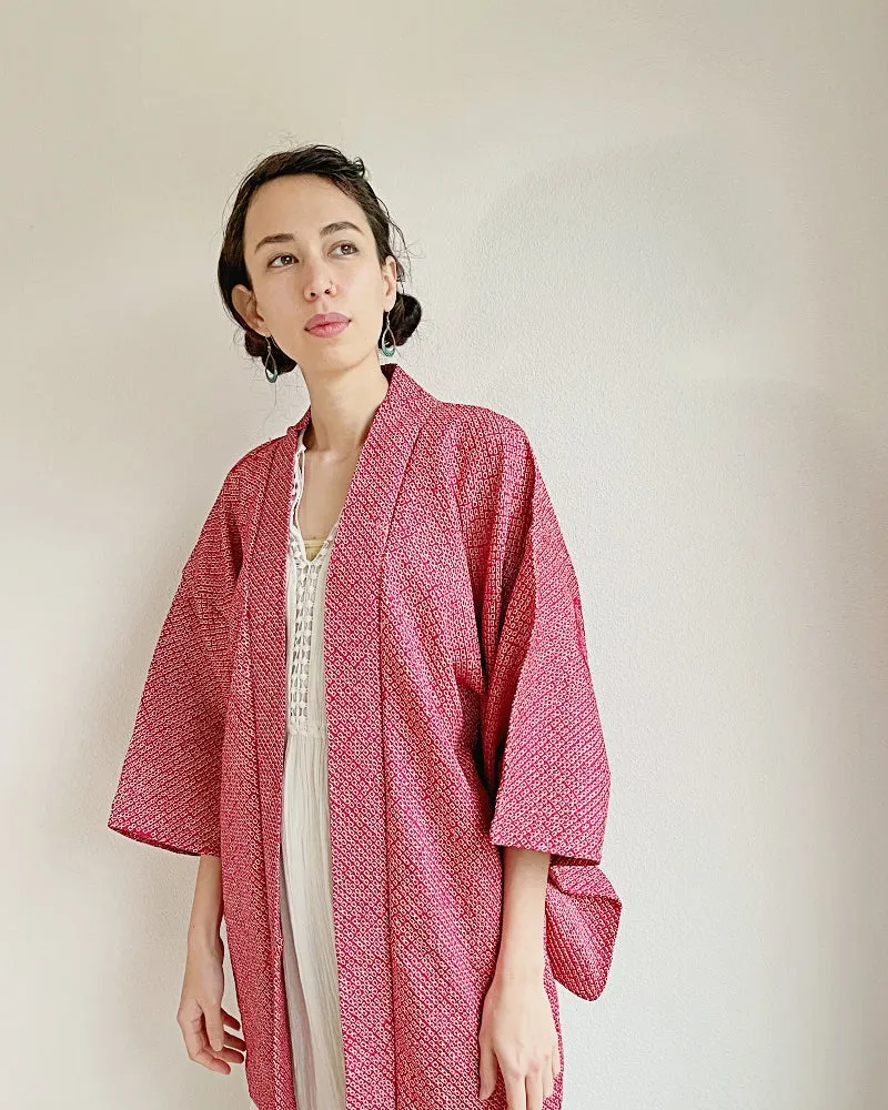 Burgundy Shibori Haori  Kimono Jacket