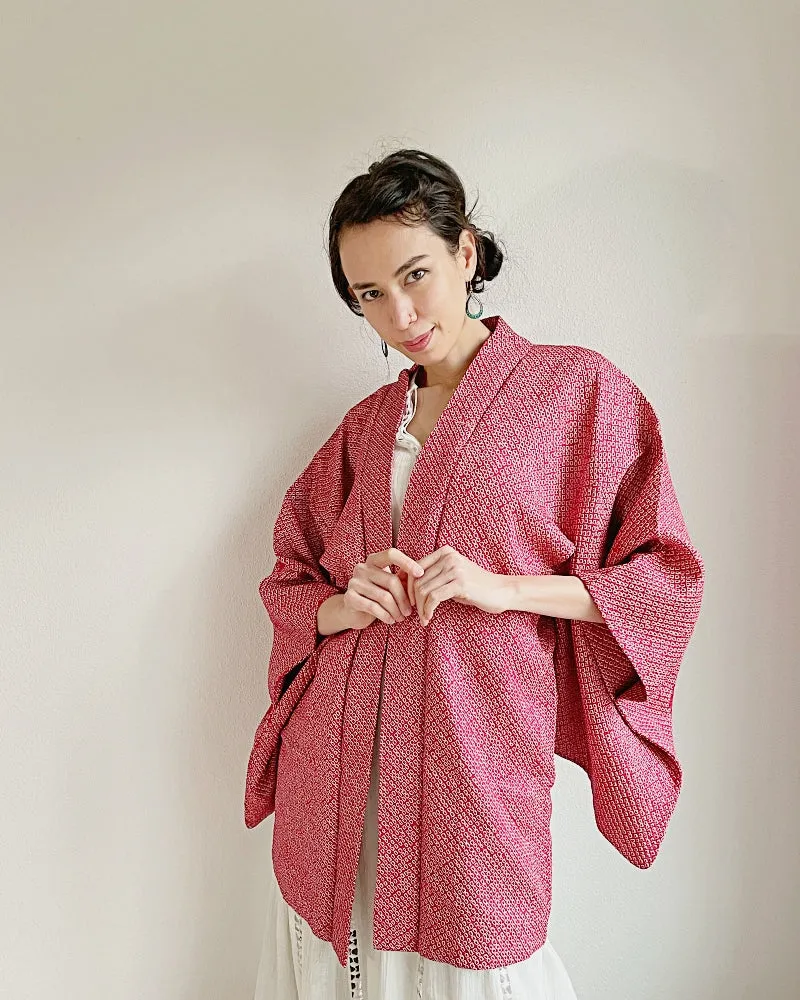 Burgundy Shibori Haori  Kimono Jacket