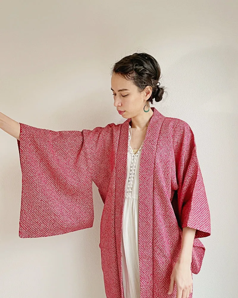 Burgundy Shibori Haori  Kimono Jacket