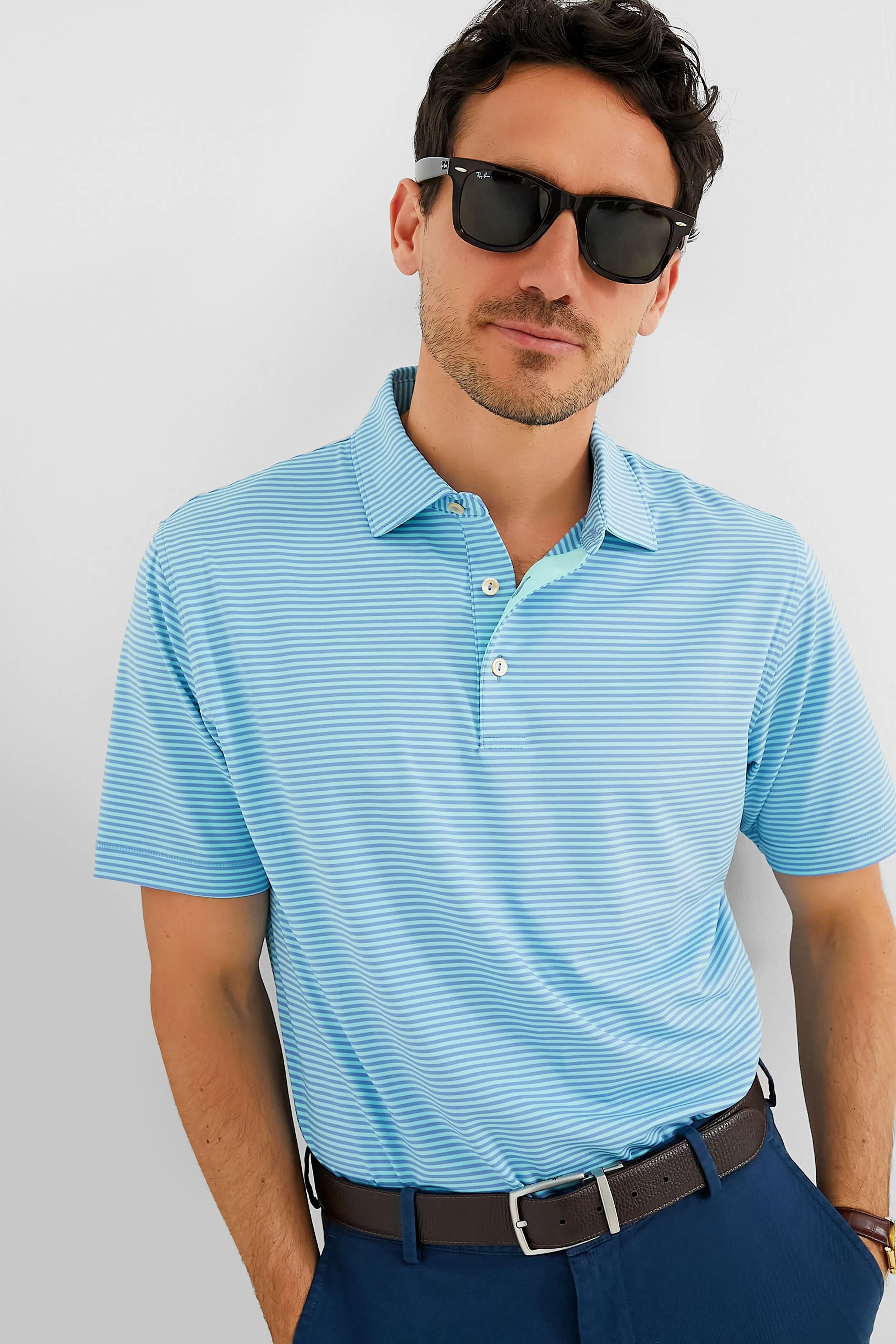 Cabana Blue Bonnet Hales Performance Jersey Polo