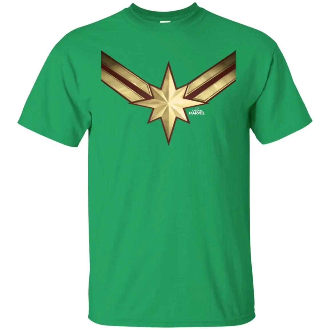 Captain Marvel Gleaming Chest Logo Men Cotton T-Shirt