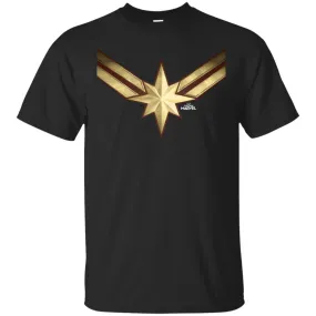 Captain Marvel Gleaming Chest Logo Men Cotton T-Shirt