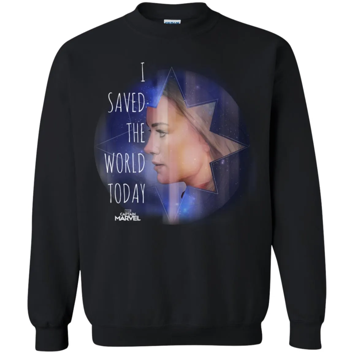 Captain Marvel Saved The World Portrait Crewneck Pullover Sweatshirt