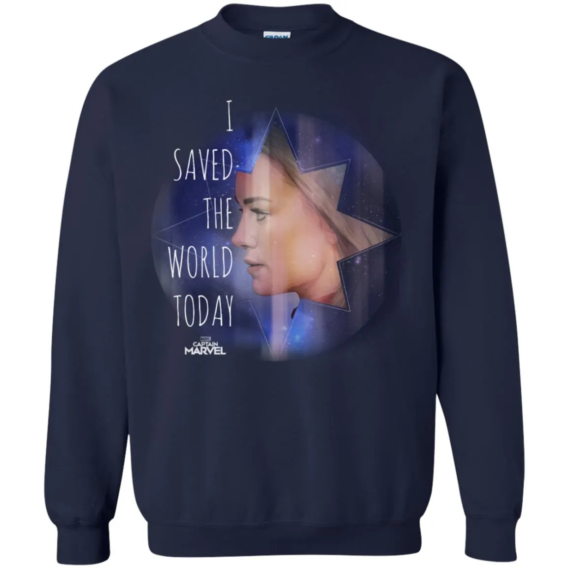 Captain Marvel Saved The World Portrait Crewneck Pullover Sweatshirt