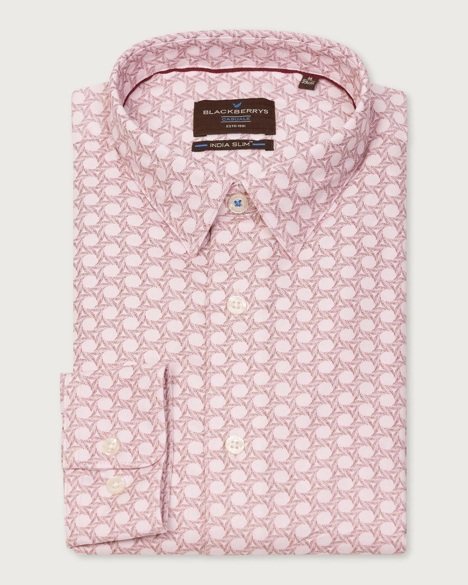 Casual Dusty Pink Printed Shirt - Maken