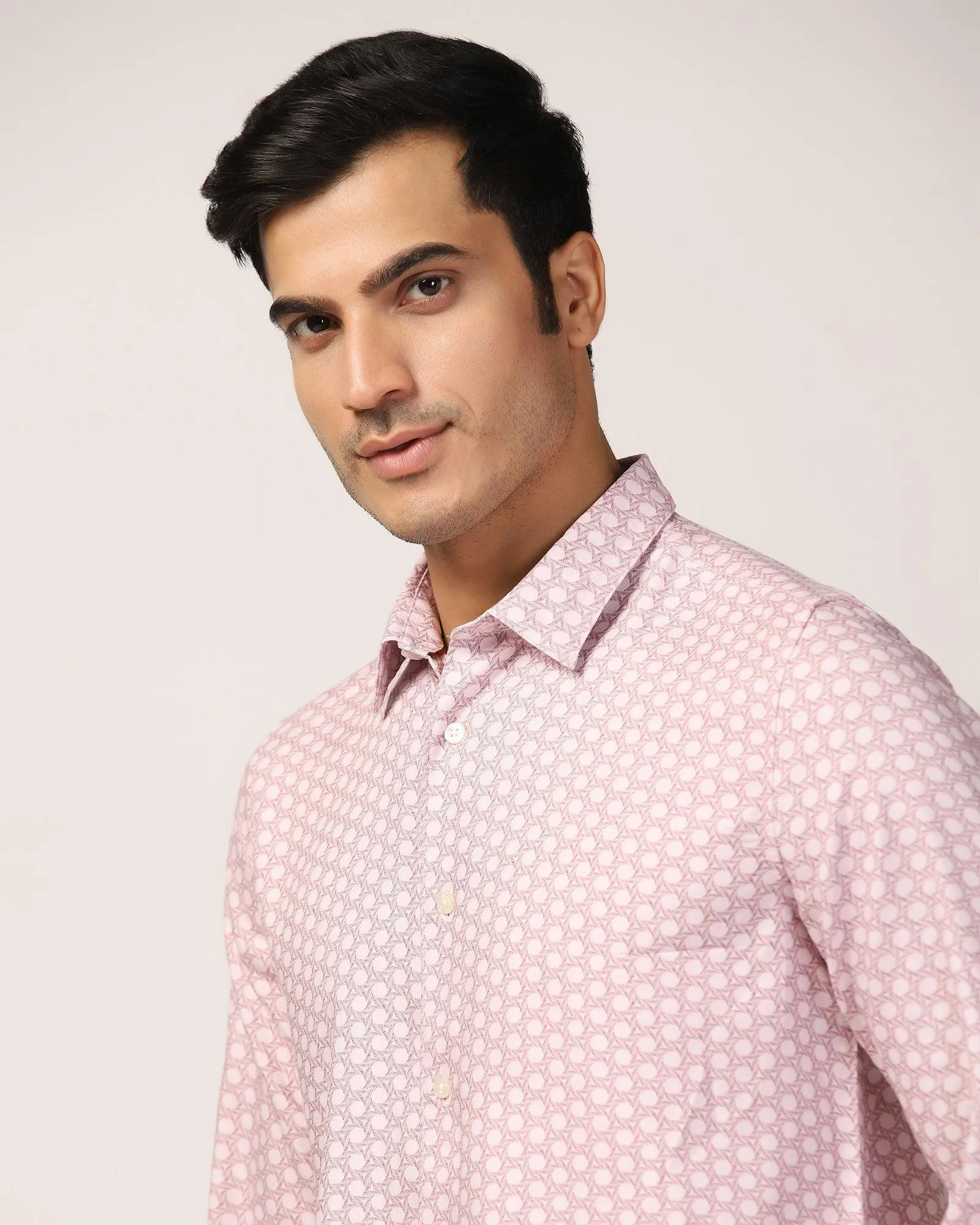 Casual Dusty Pink Printed Shirt - Maken