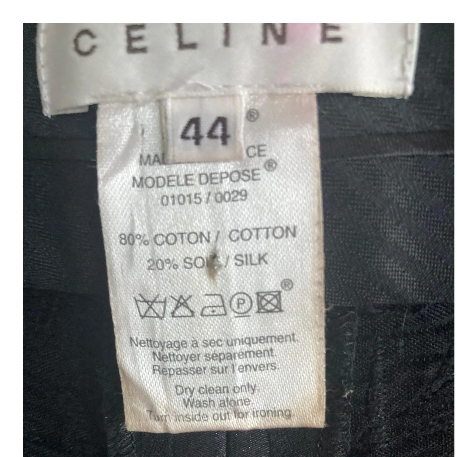 Celine Cotton & Silk Mix Black Trousers UK Size 12