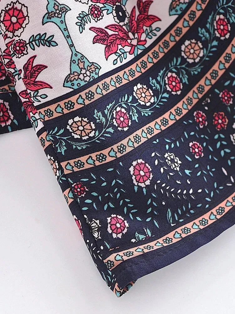 Charlie's Boho Floral Print Short Kimono Robe