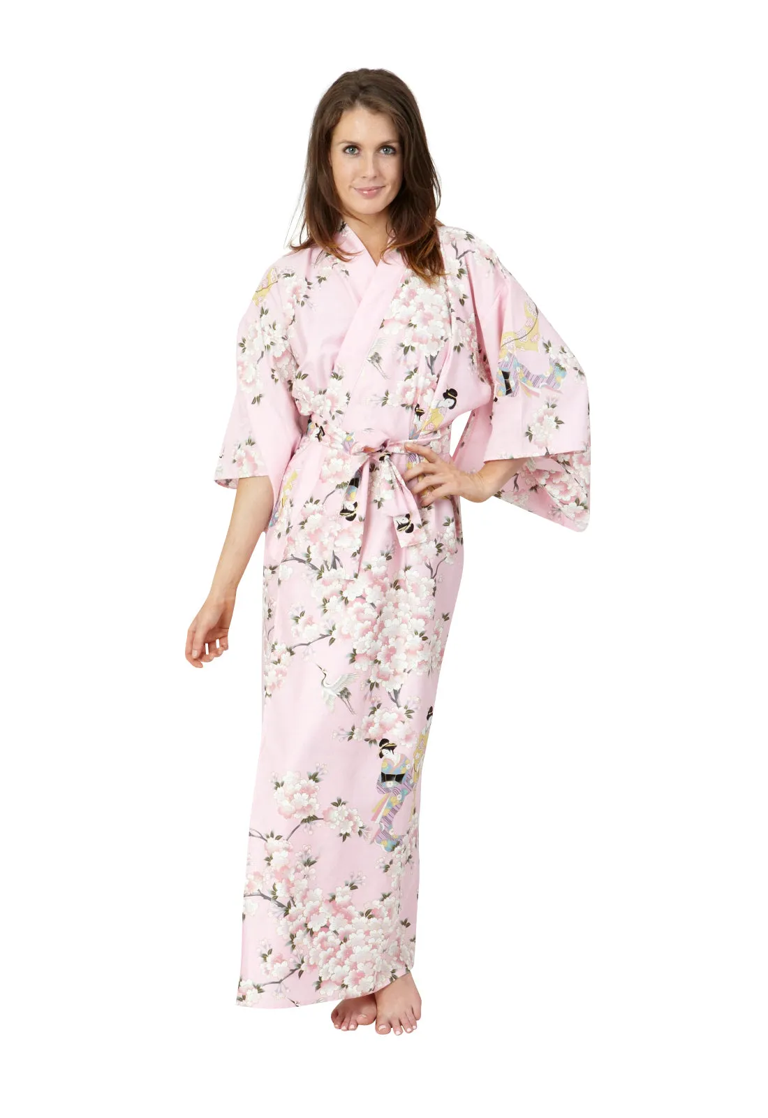 Cherry Blossom & Beauty Long Cotton Kimono