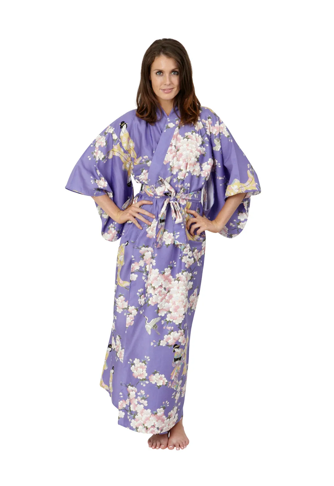 Cherry Blossom & Beauty Long Cotton Kimono