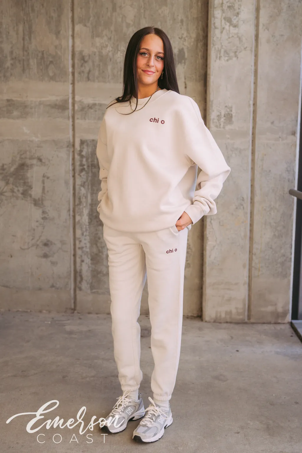 Chi O Simple Bone Crewneck and Jogger Set