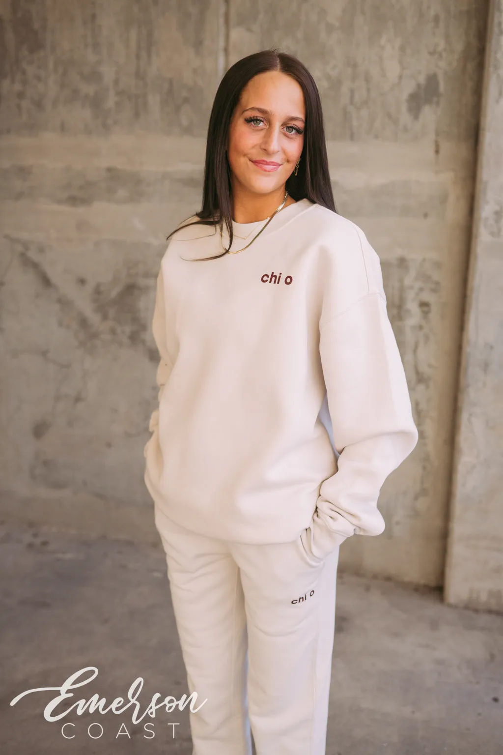 Chi O Simple Bone Crewneck and Jogger Set