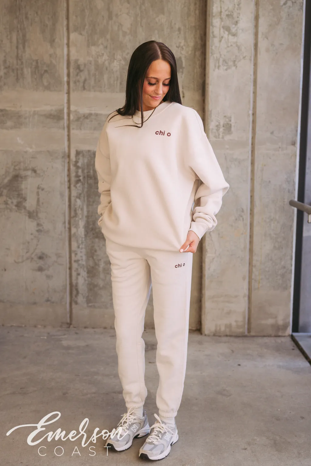 Chi O Simple Bone Crewneck and Jogger Set