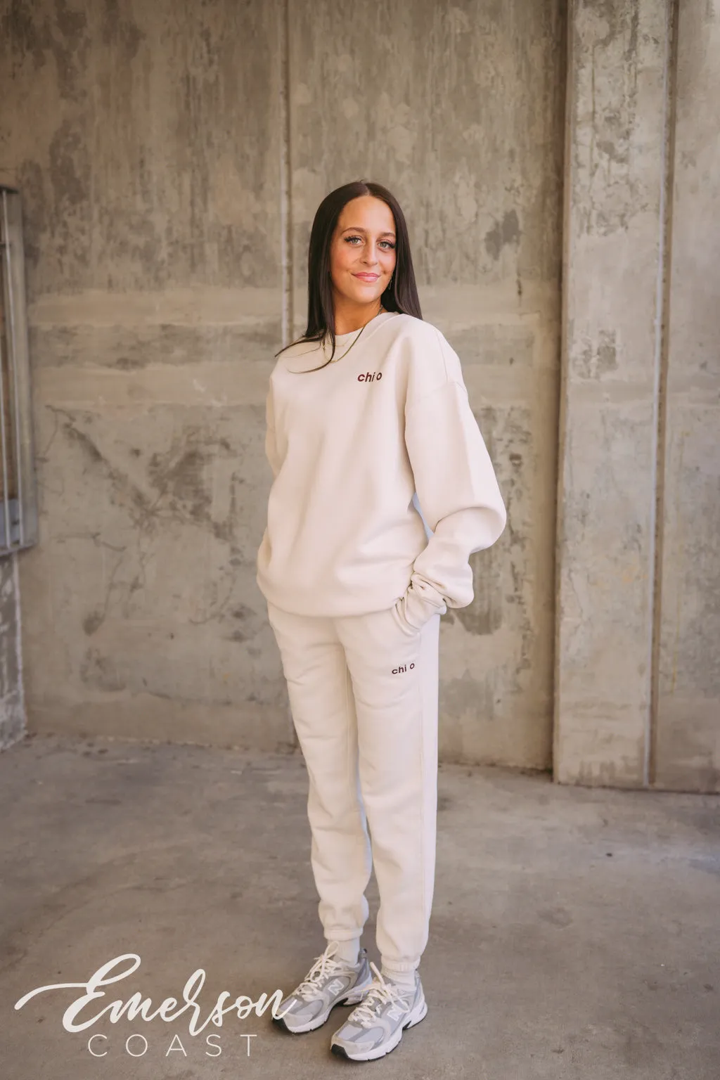 Chi O Simple Bone Crewneck and Jogger Set