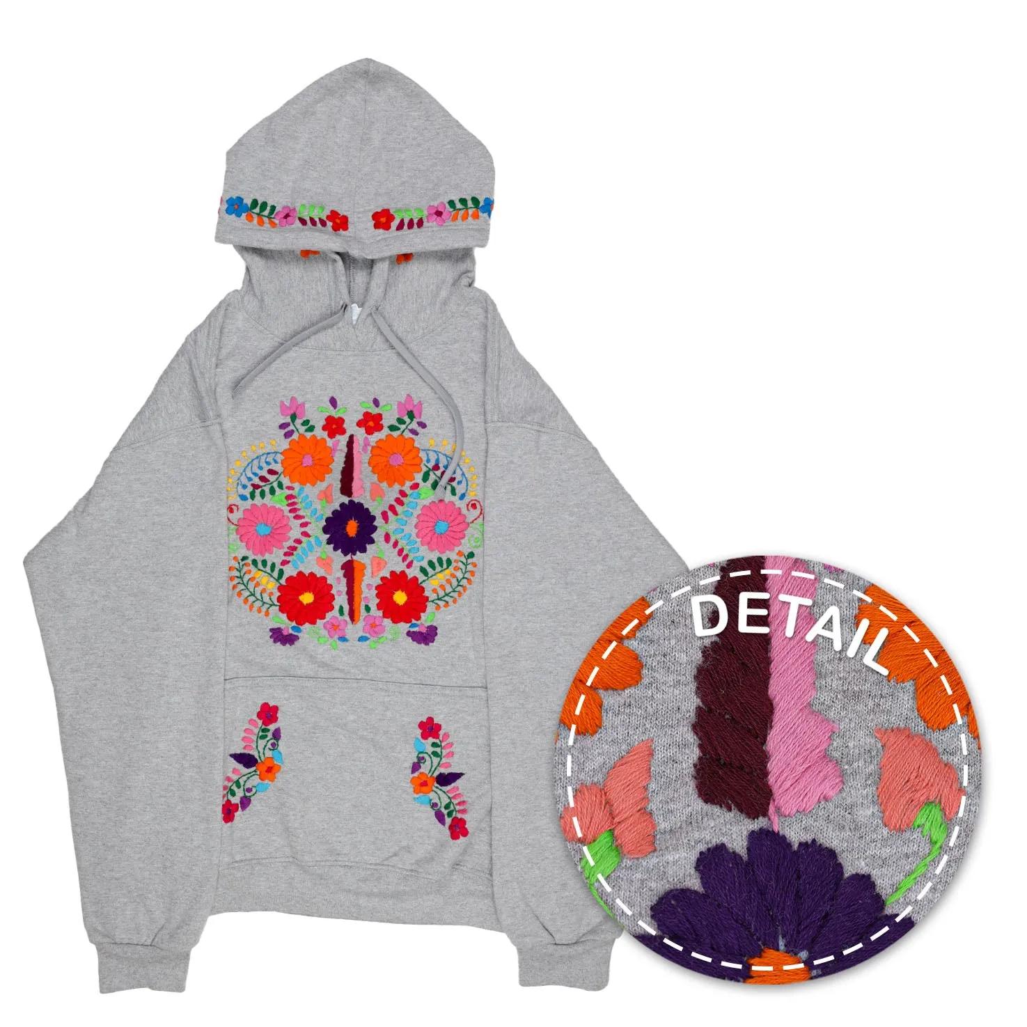 Chilac Floral Embroidered Pullover Hoodie