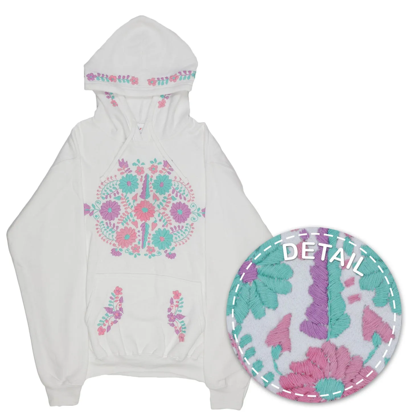 Chilac Floral Embroidered Pullover Hoodie