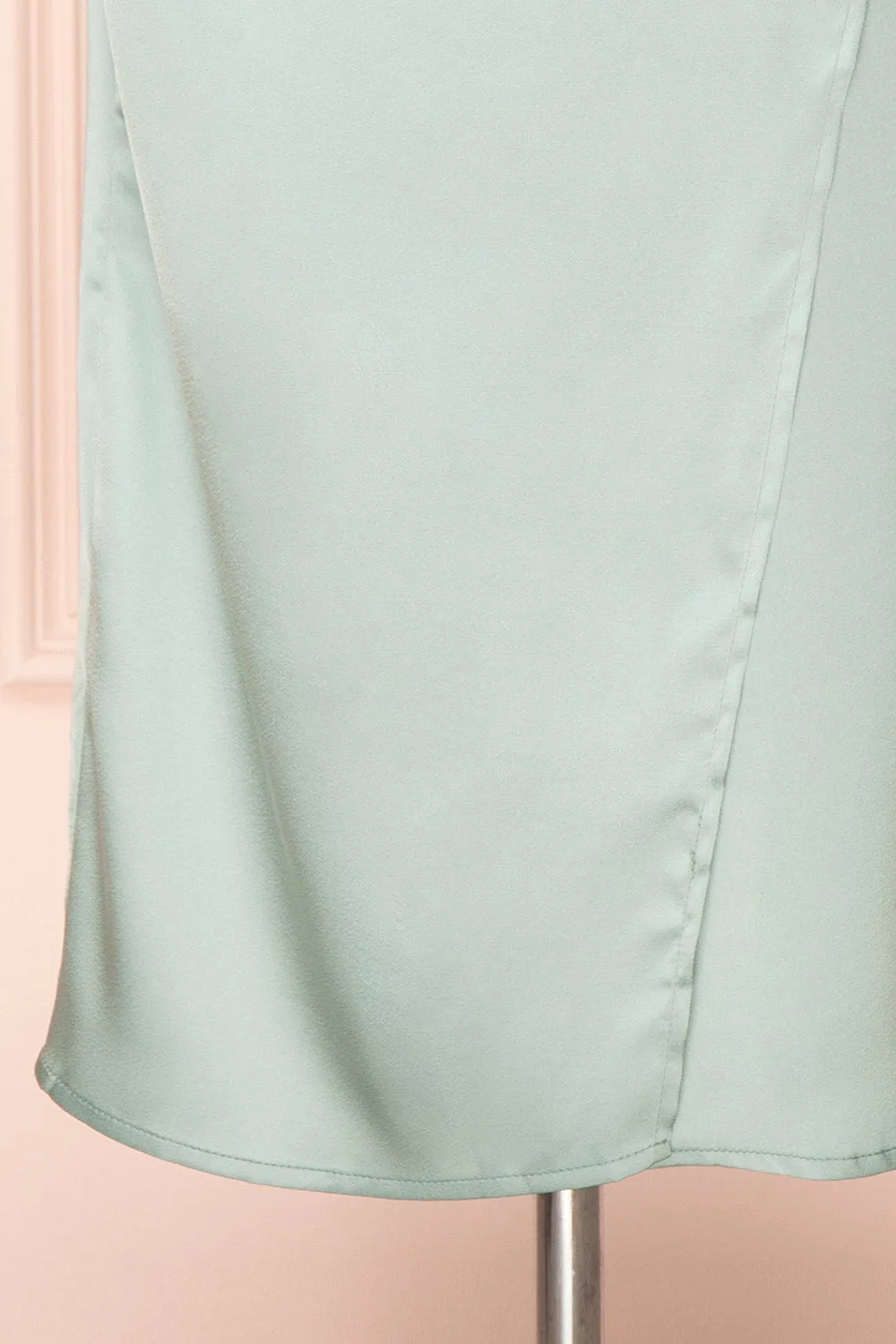 Chloe Mint | Cowl Neck Satin Slip Dress