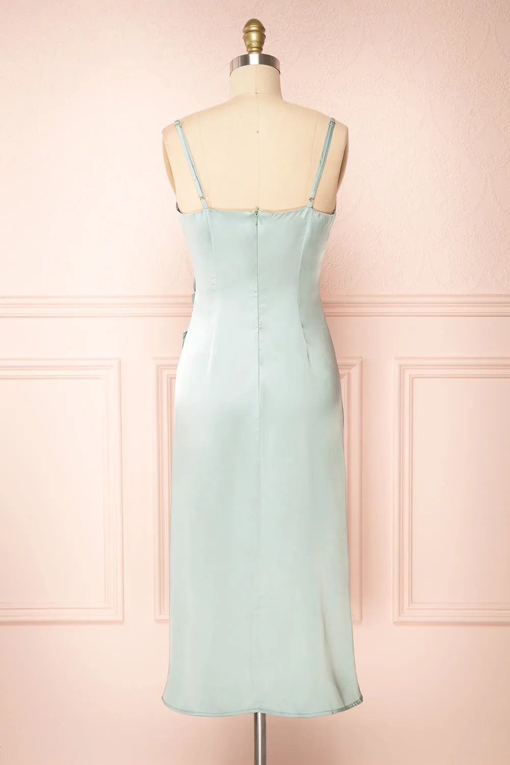 Chloe Mint | Cowl Neck Satin Slip Dress