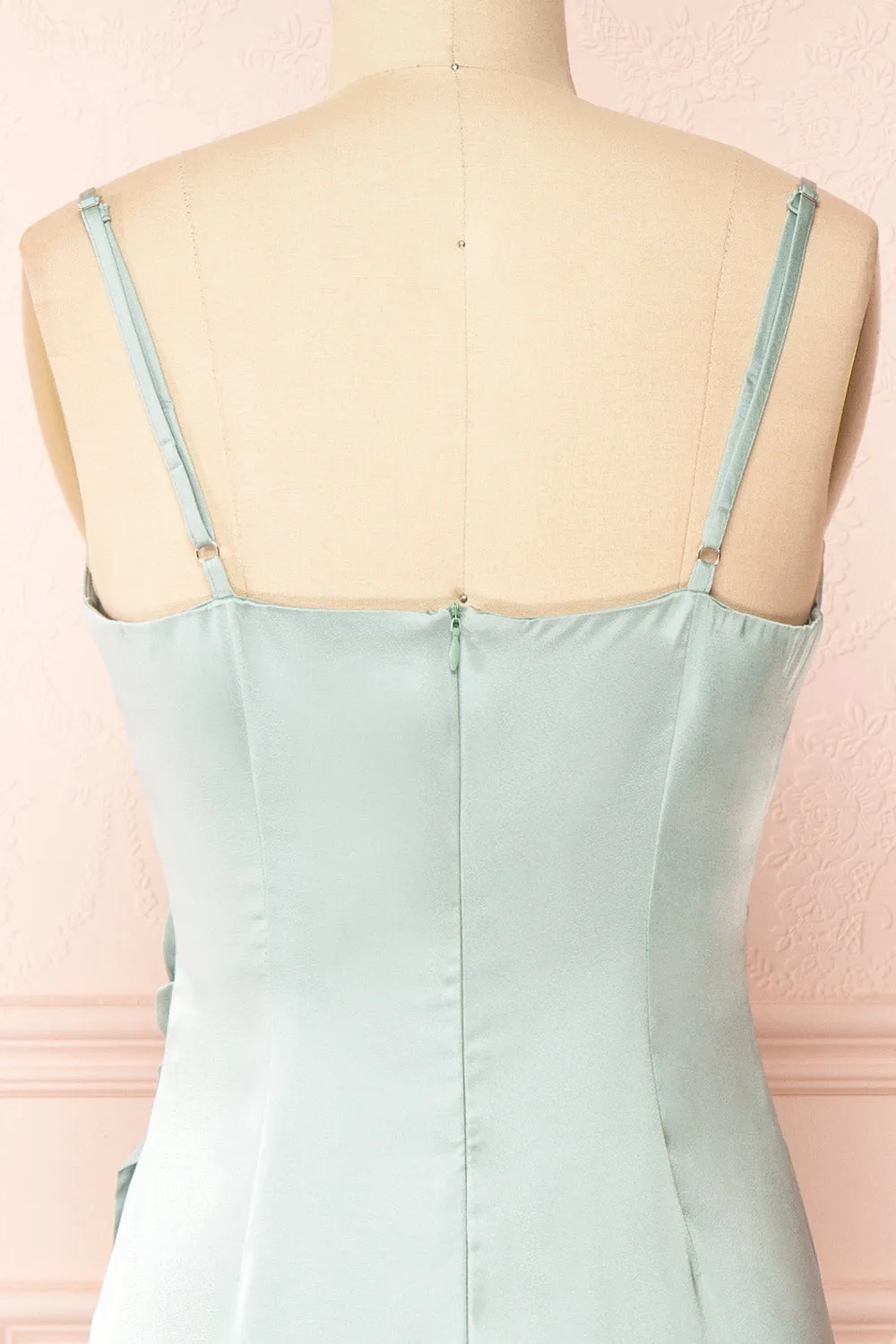 Chloe Mint | Cowl Neck Satin Slip Dress