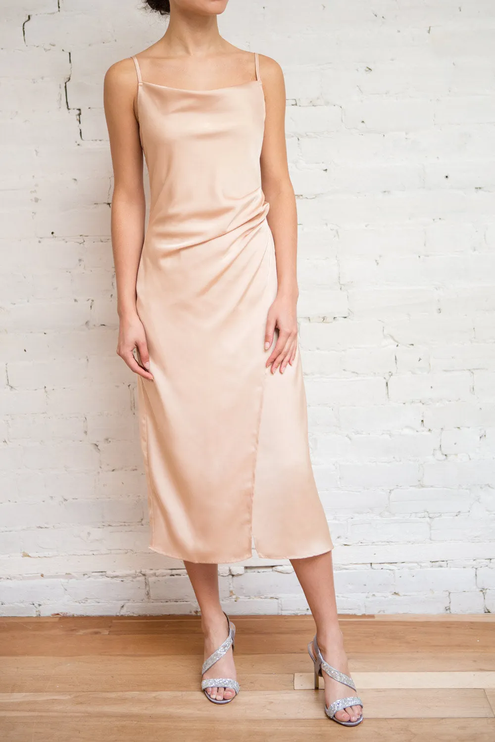 Chloe Rust | Cowl Neck Satin Slip Dress