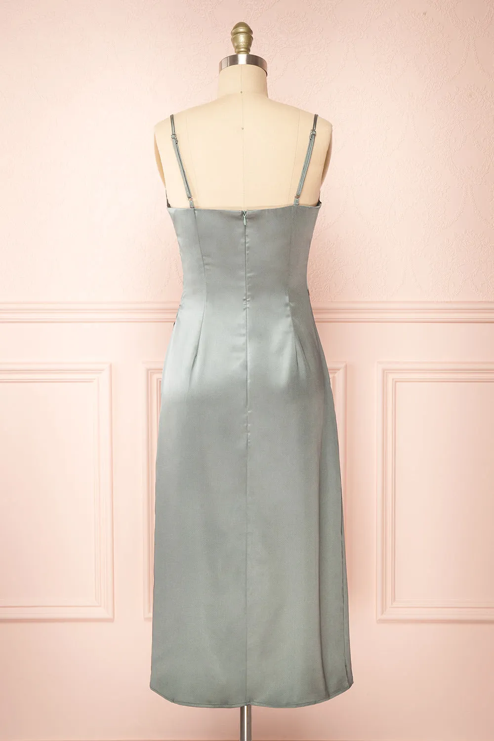 Chloe Silver | Cowl Neck Satin Slip Dress