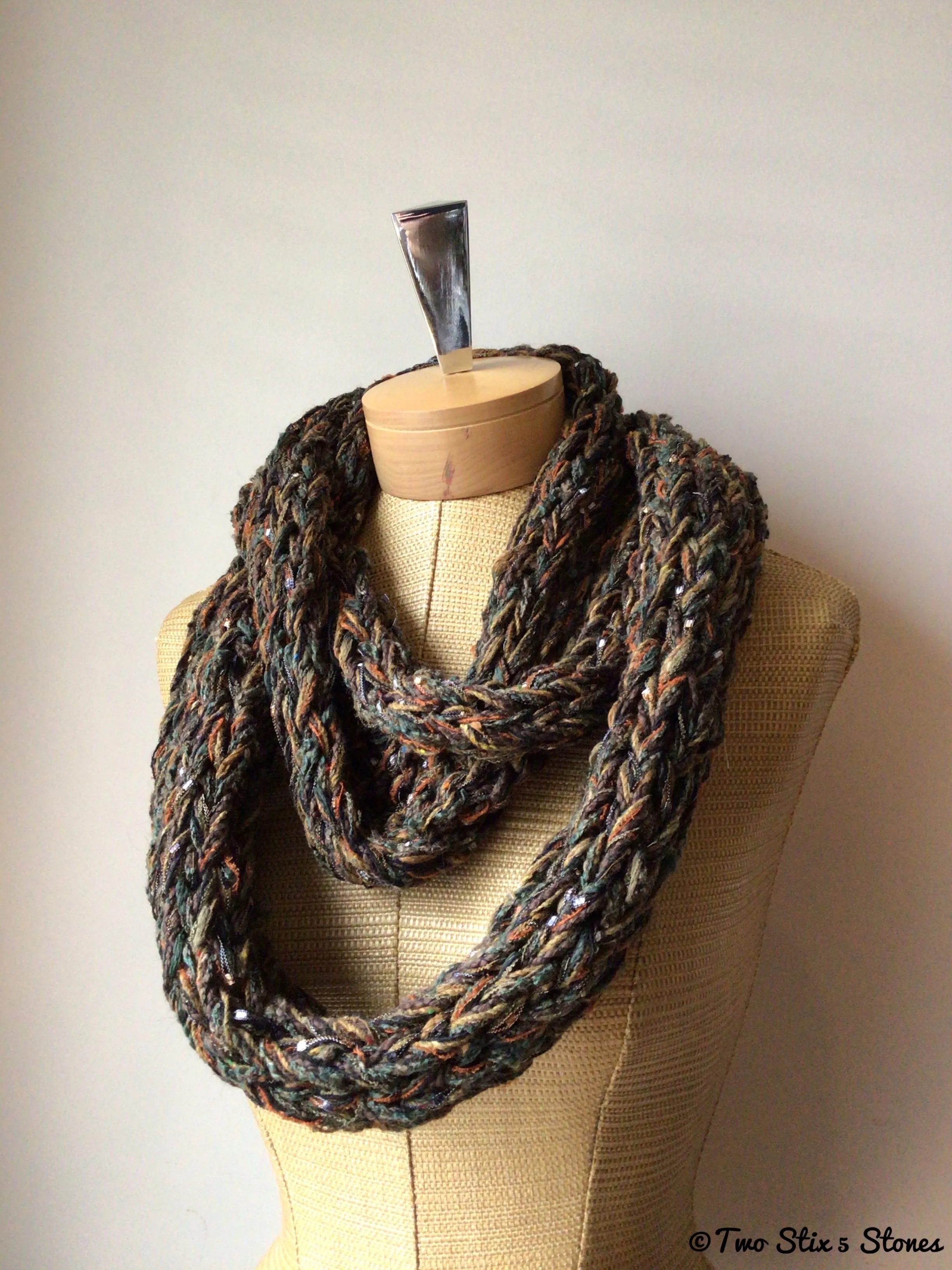 Chocolate Tweed Infinity Scarf