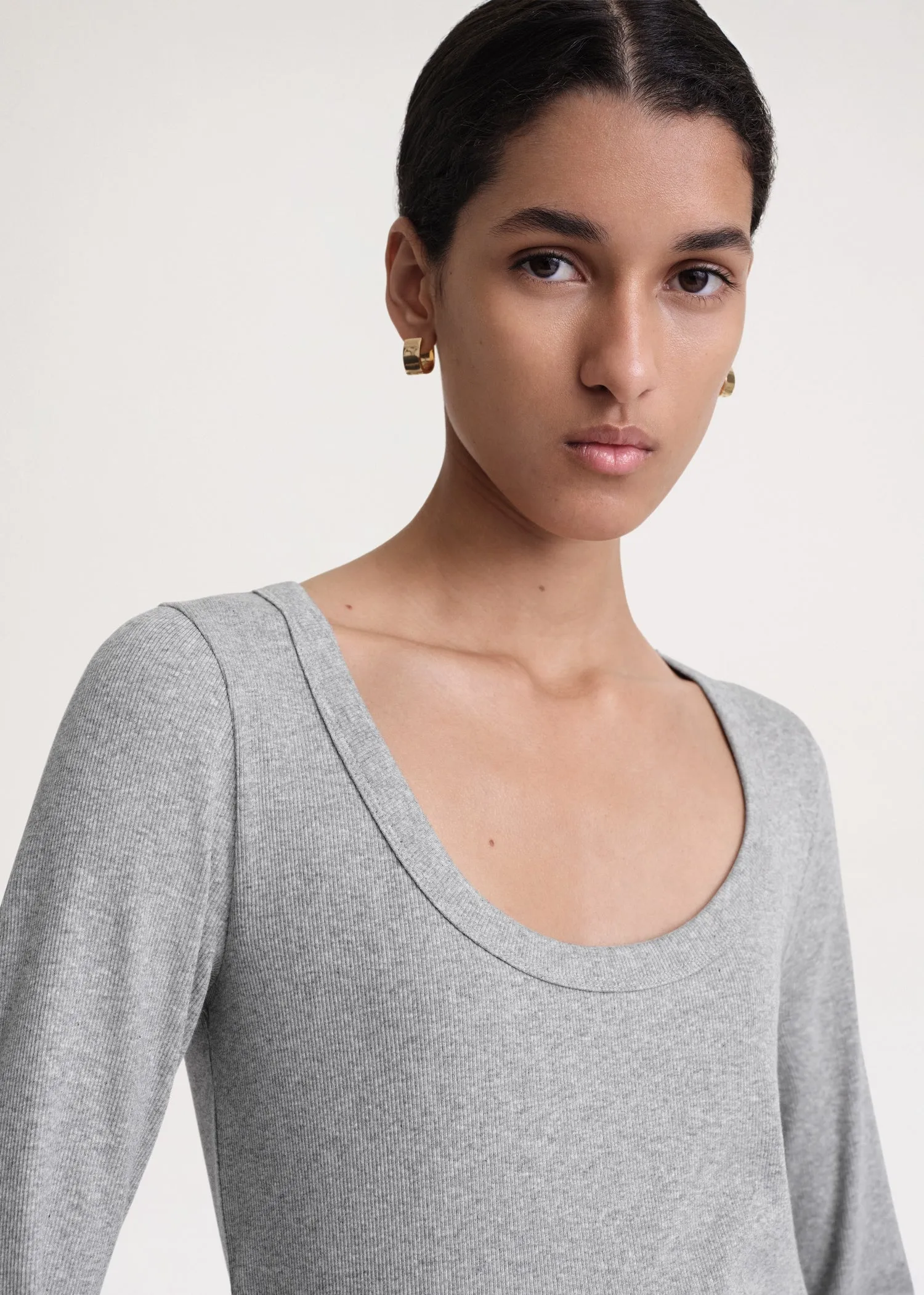 Classic rib top grey melange