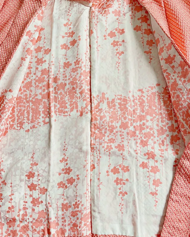 Coral Sunset Shibori Haori Kimono Jacket