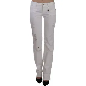 Costume National Chic White Slim Fit Cotton Jeans