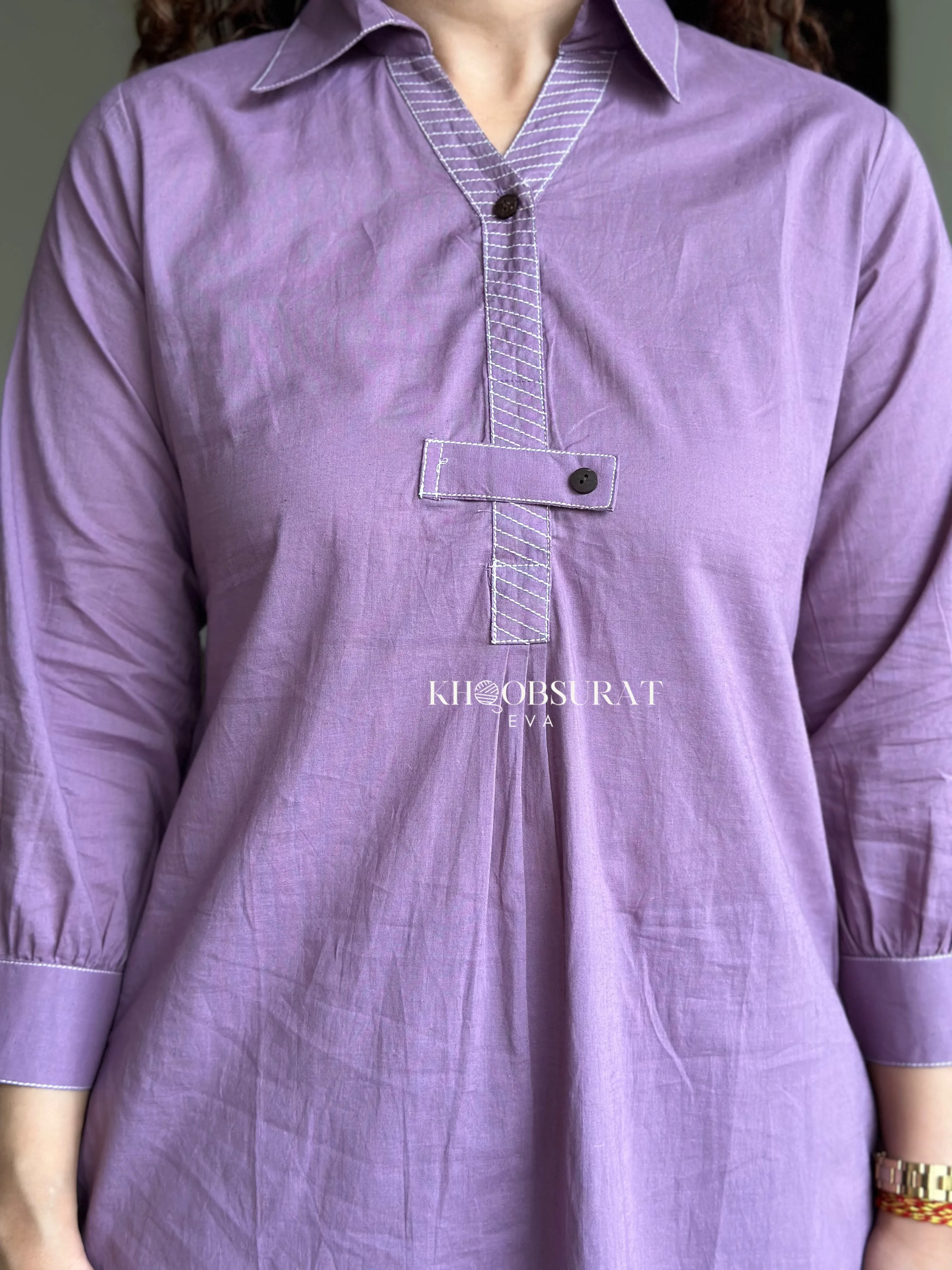 Cotton Breeze Purple Kurta Set