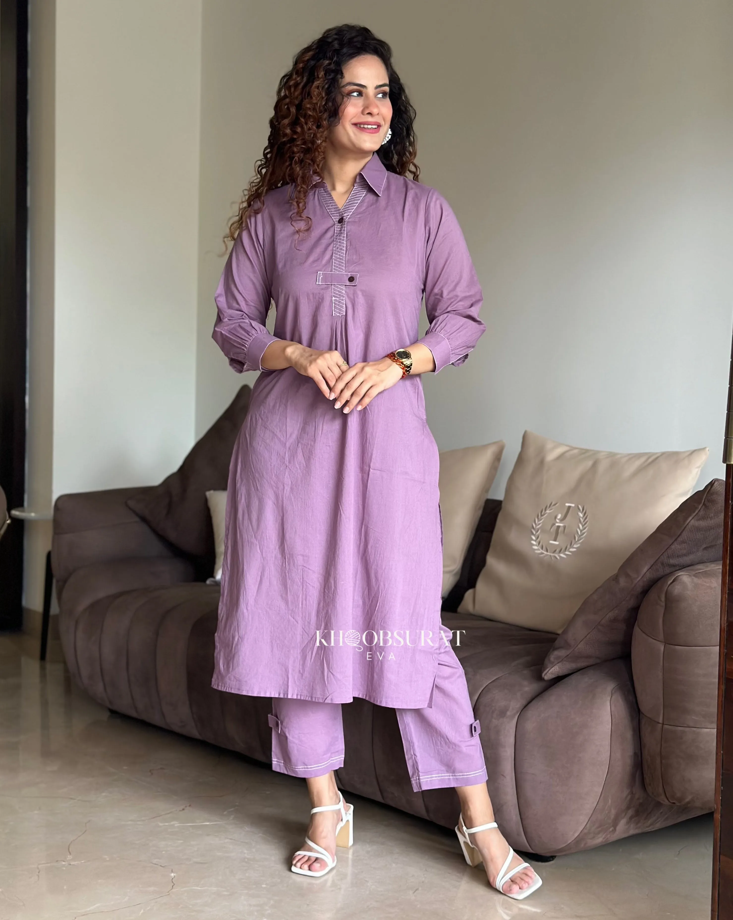 Cotton Breeze Purple Kurta Set