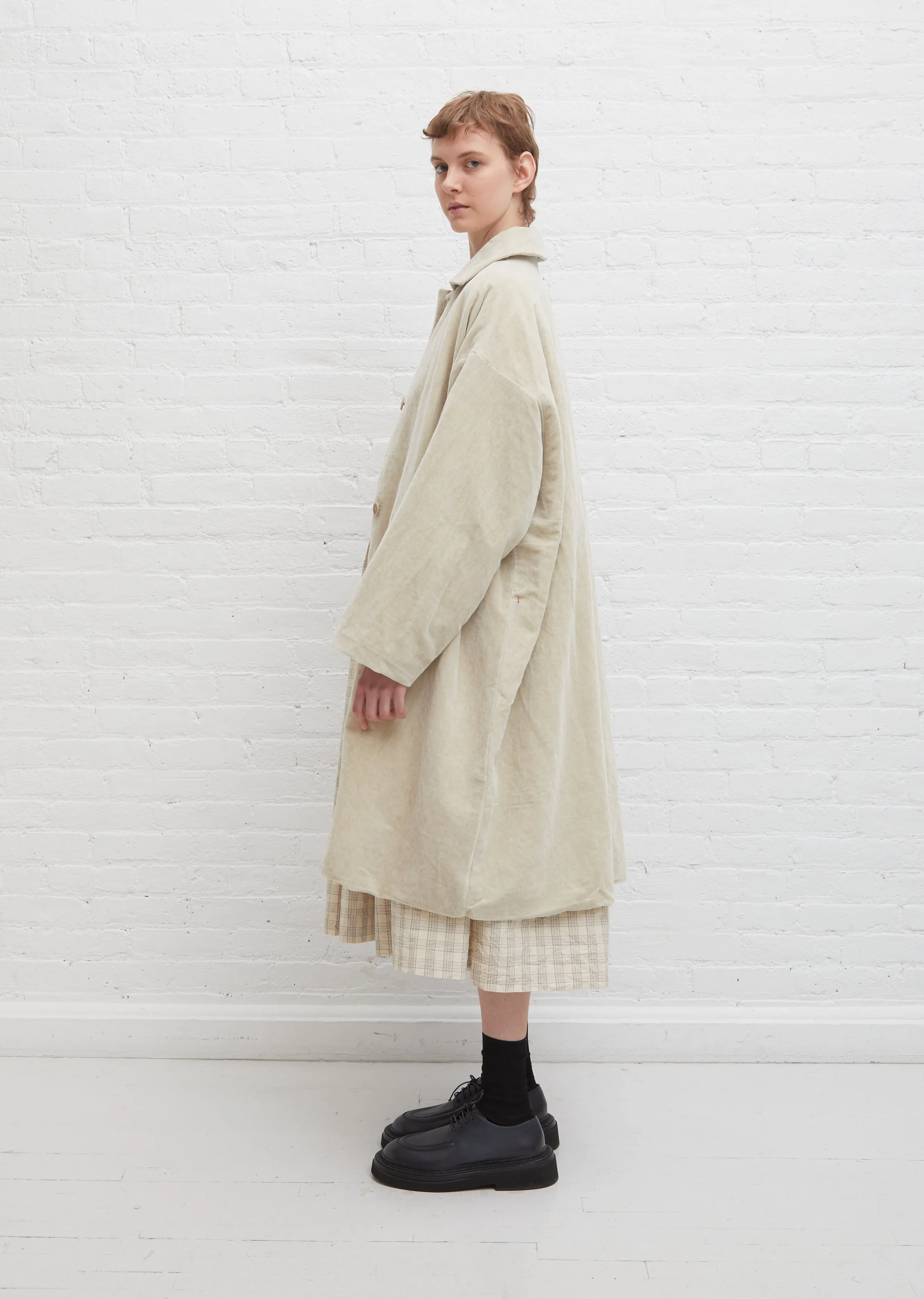 Cotton-Linen Velvet Blob Coat