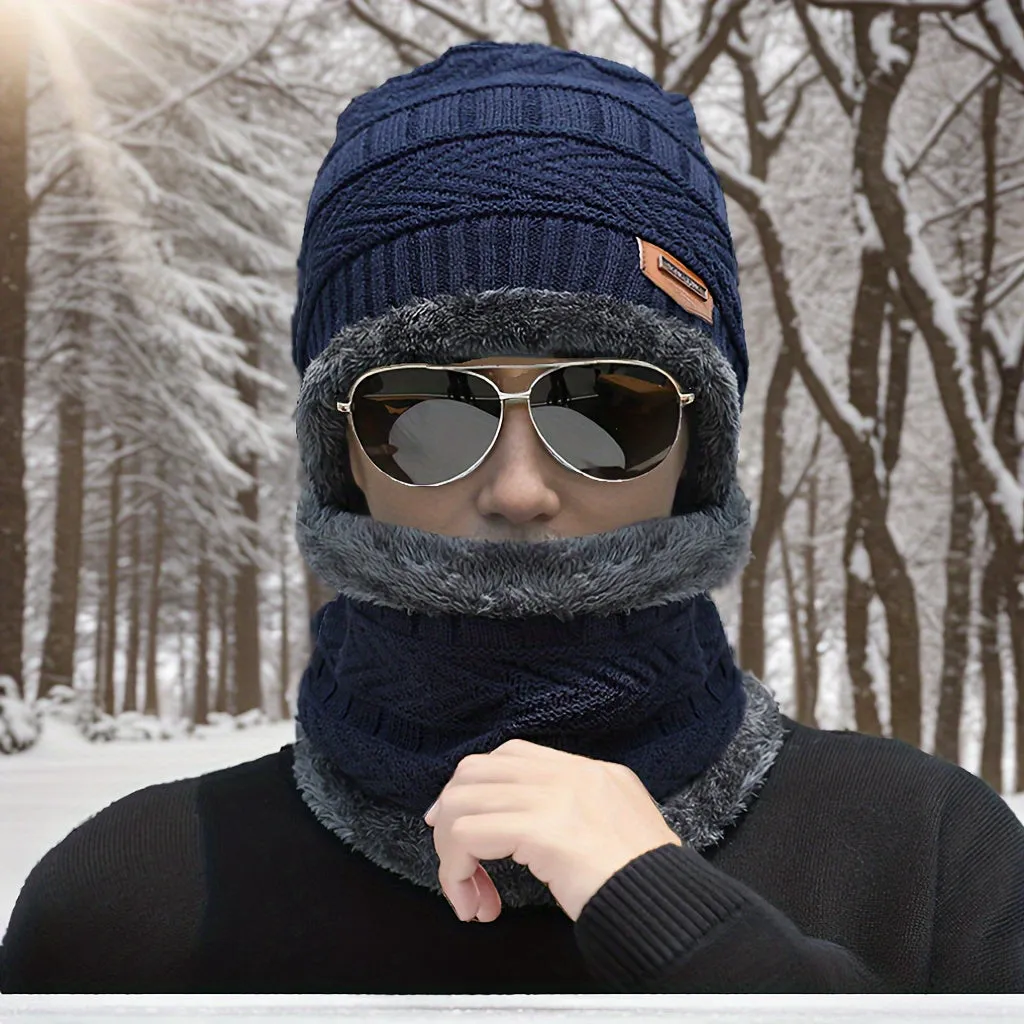 Cozy 2pcs Winter Scarf Beanie Set for Women and Men