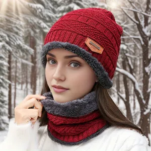 Cozy 2pcs Winter Scarf Beanie Set for Women and Men