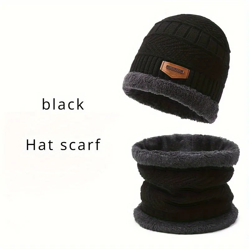 Cozy 2pcs Winter Scarf Beanie Set for Women and Men