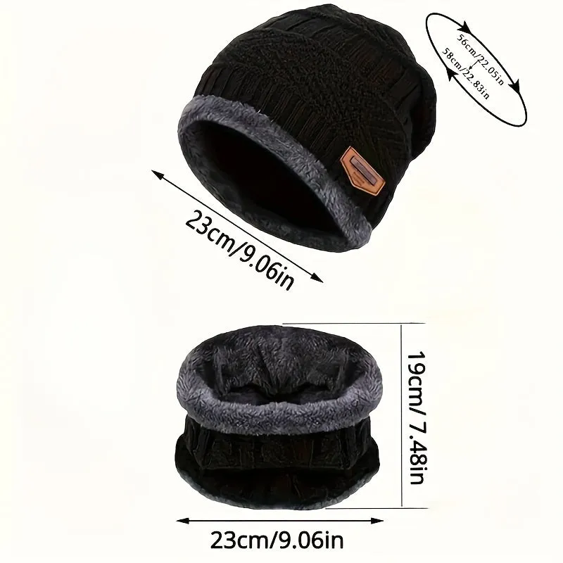 Cozy 2pcs Winter Scarf Beanie Set for Women and Men