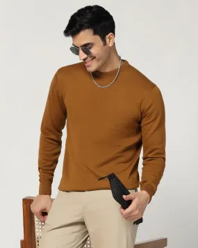 Crew Neck Ochre Solid Sweater - Harley