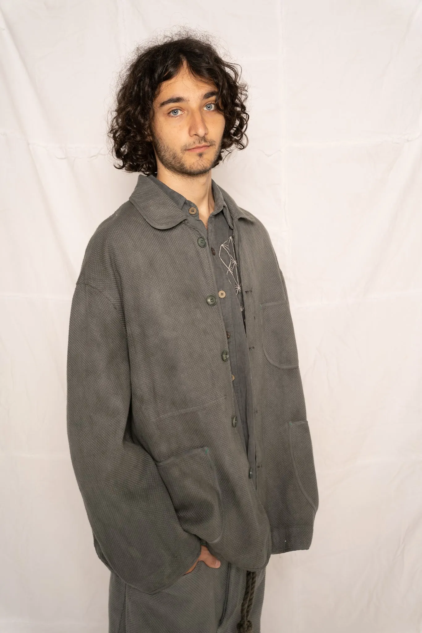 Cunningham Jacket Sashiko Uneven Dye Swiss Army