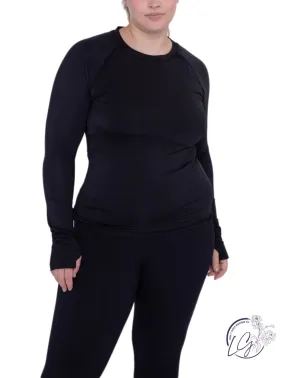 Curvy Cool-Touch Raglan Tee w/ Long Mesh Sleeves