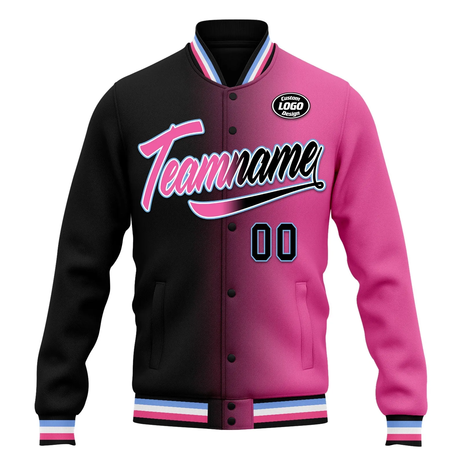 Custom Gradient Fashion Jacket Bomber Full-Snap Varsity Letterman Personalized Jacket FZ005-D028016-20