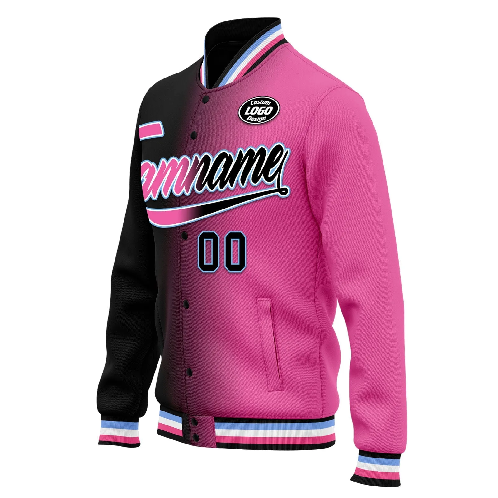 Custom Gradient Fashion Jacket Bomber Full-Snap Varsity Letterman Personalized Jacket FZ005-D028016-20