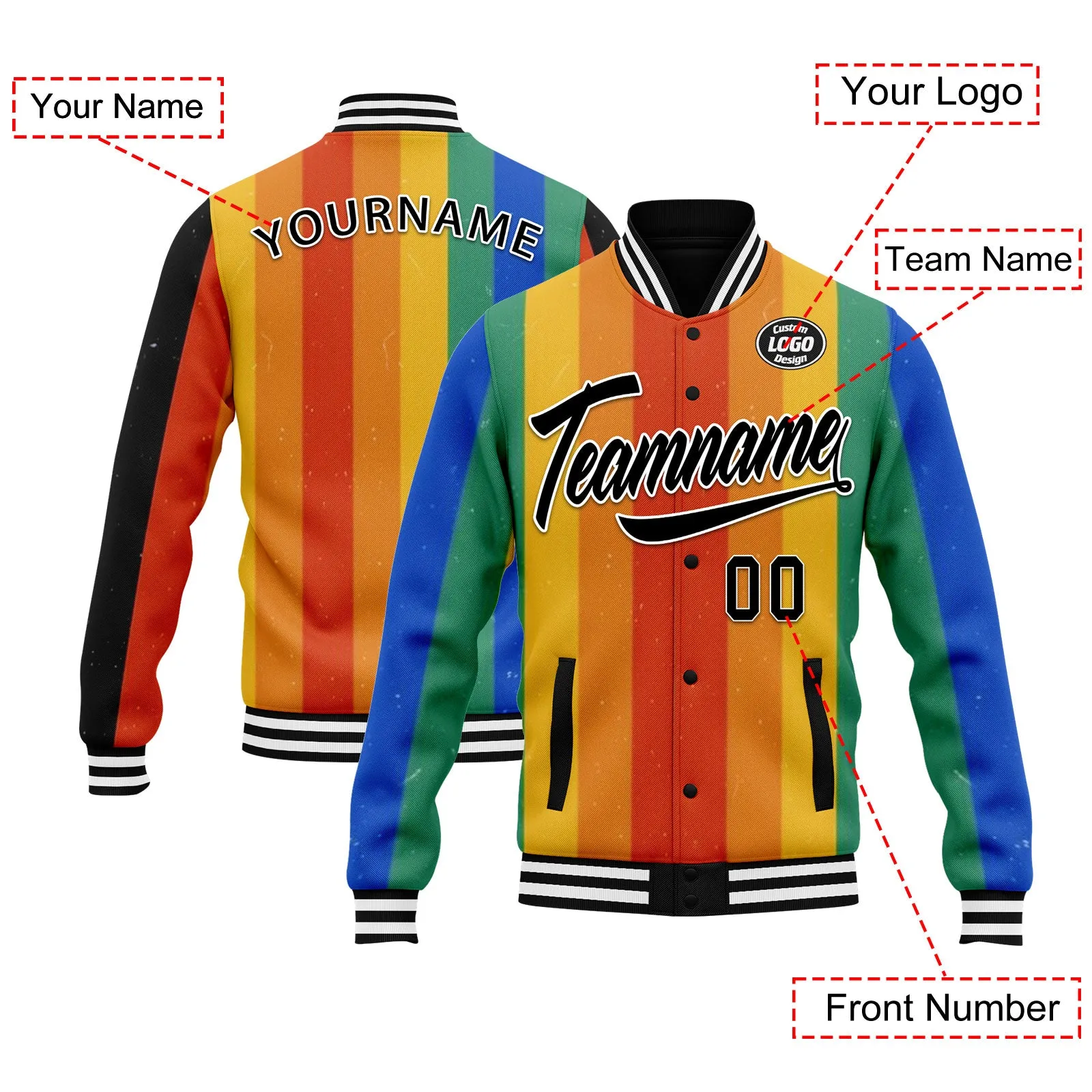 Custom Jacket Bomber Full-Snap Varsity Letterman Personalized Jacket FZ005-D025003-10