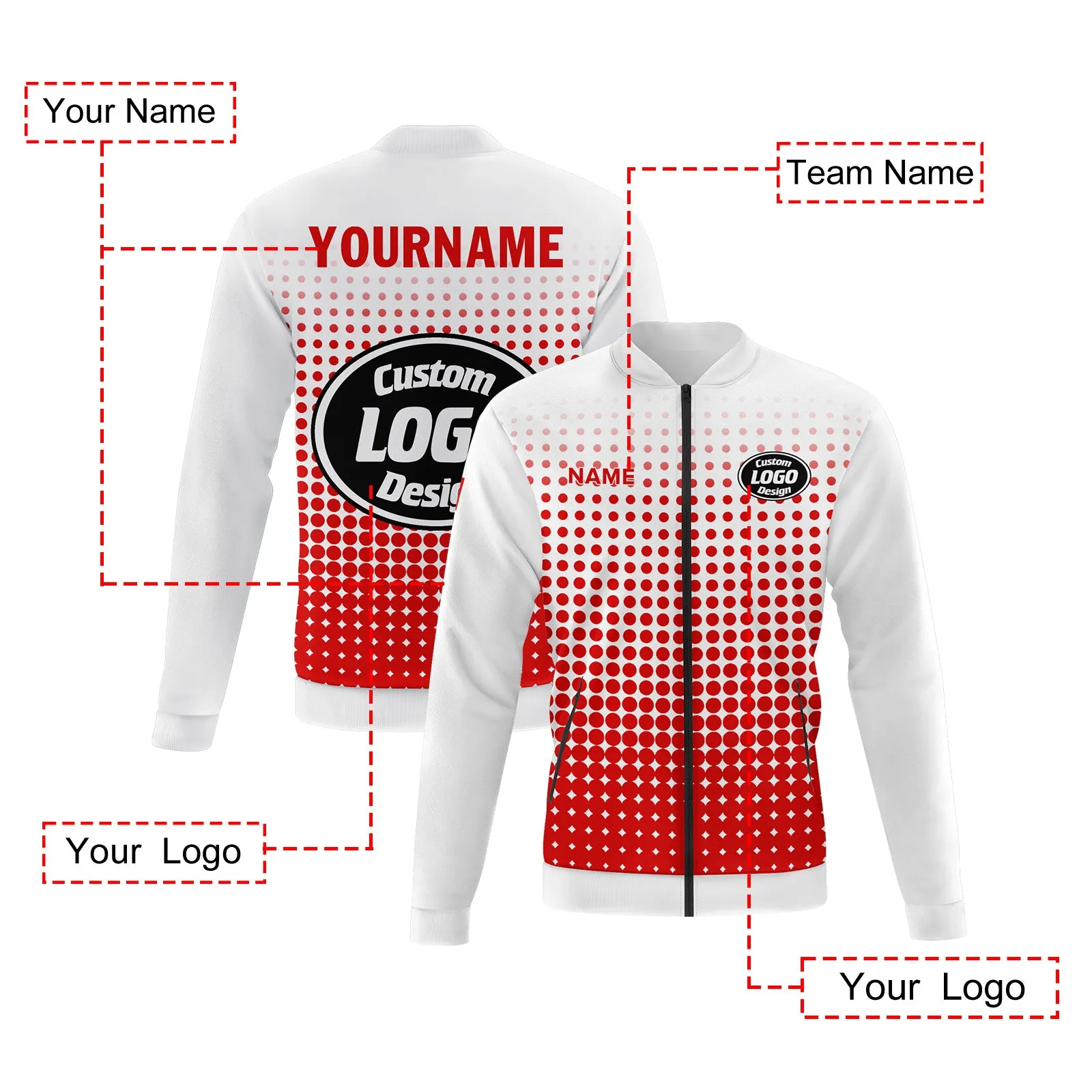 Custom Jacket Bomber Full-Snap Varsity Letterman Personalized Jacket PR092-D020346-10