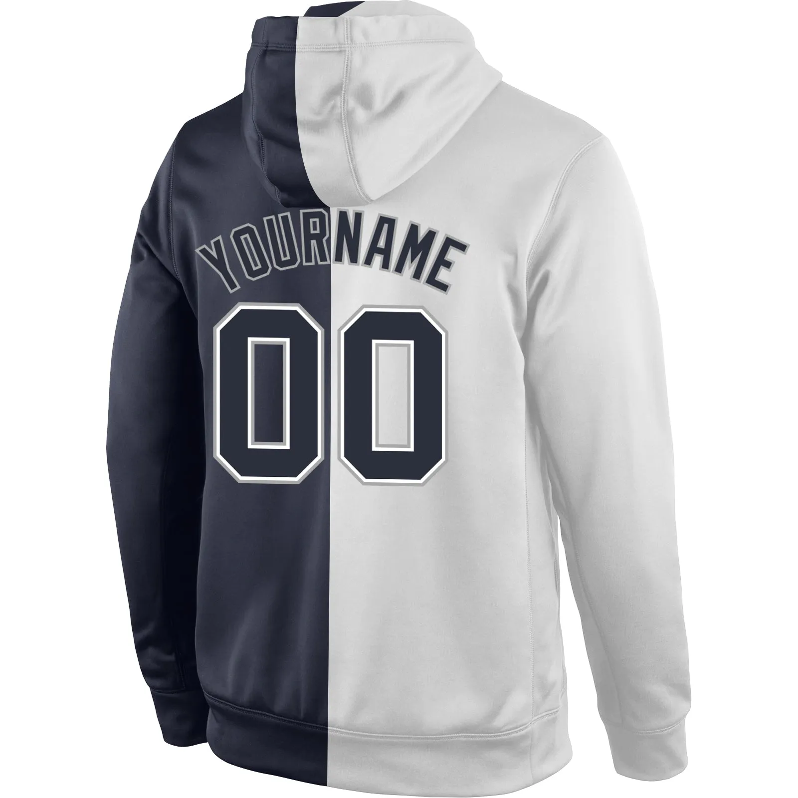 Custom Stitched White Navy Split Fashion Sports Pullover Sweatshirt Hoodie